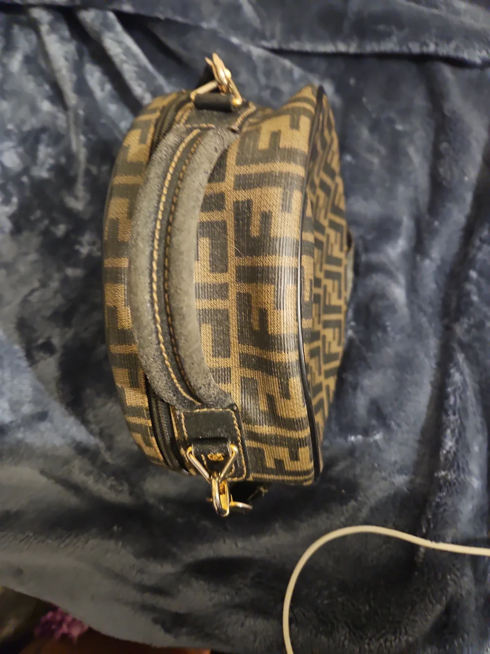Fendi Brown and Black Logo Round Crossbody Bag
